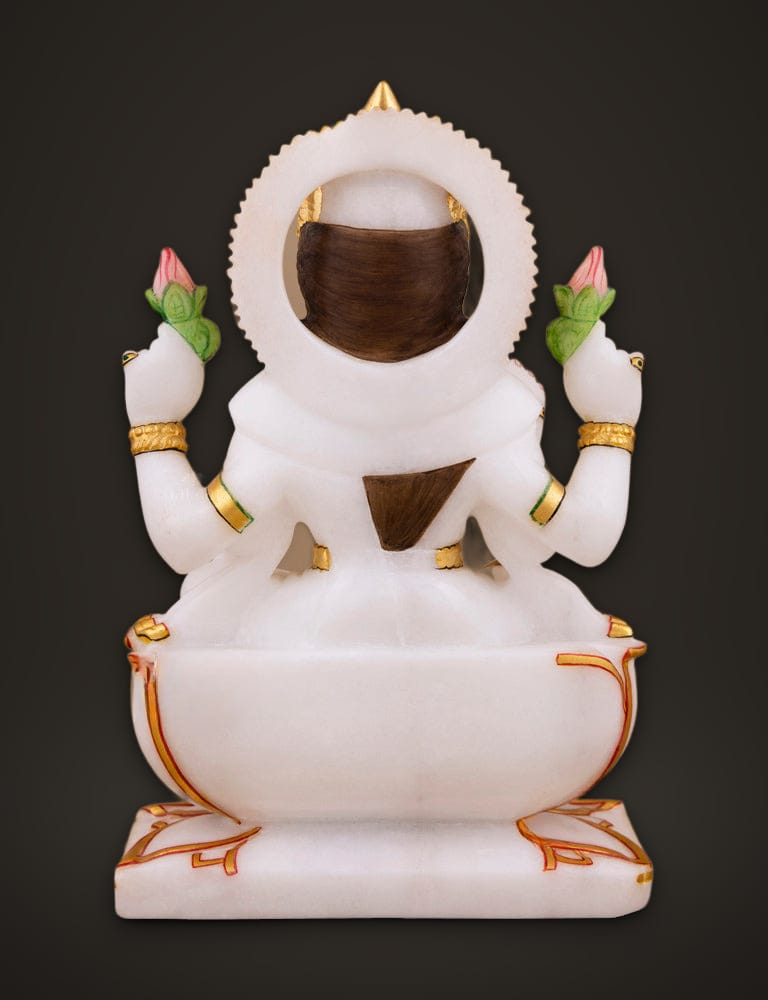 Marble Lakshmi Sitting on Lotus 10 inch, additional view