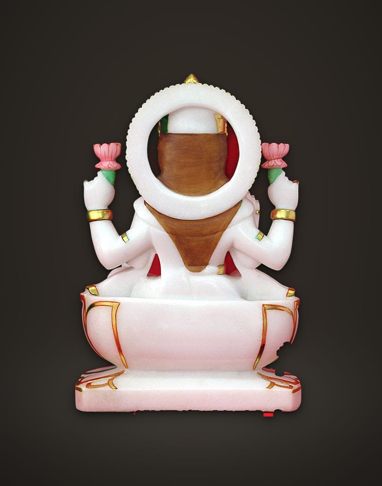 Marble Laksmi sitting on Lotus 10 inch, additional view
