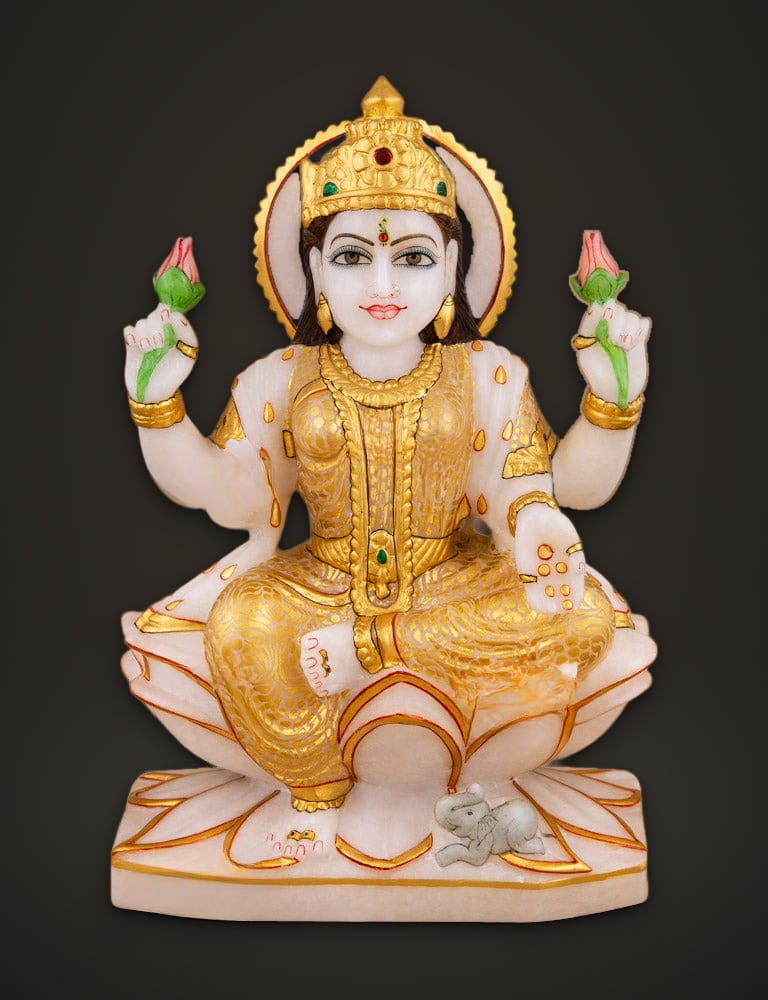 Marble Murti Lakshmi 10 inch, front view