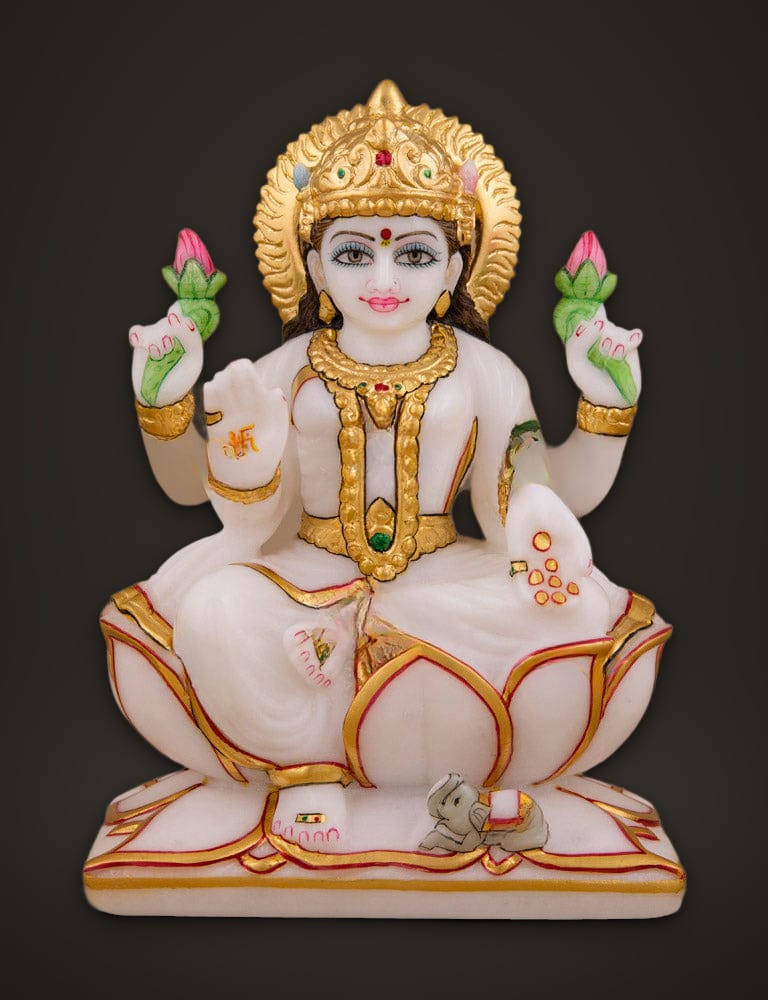 Marble Murti Lakshmi 6 inch, front view