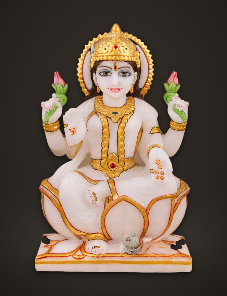 Marble Murti Lakshmi 7 inch (A), front view