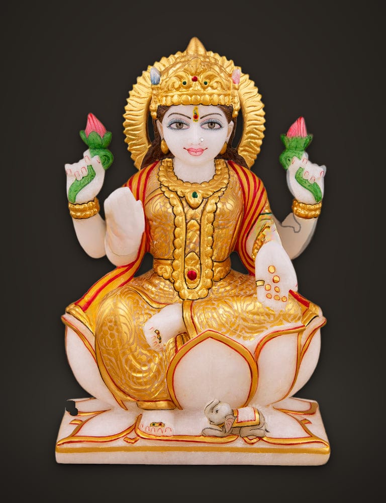 Marble Murti Lakshmi 7 inch, front view
