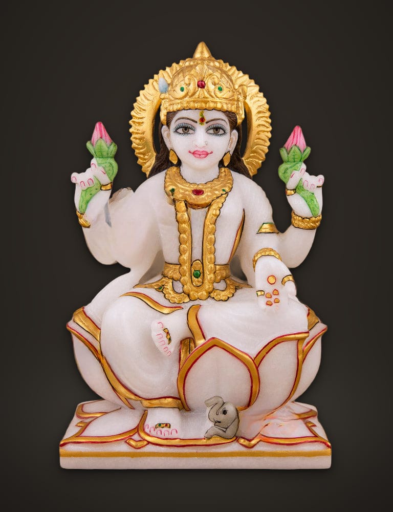 Marble Murti Lakshmi 8 inch, front view