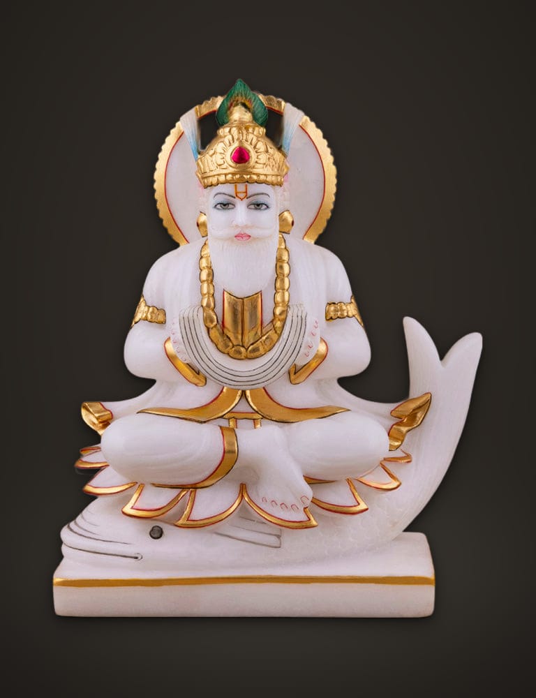 Jhulelal Idol in Marble 10 inch, front view