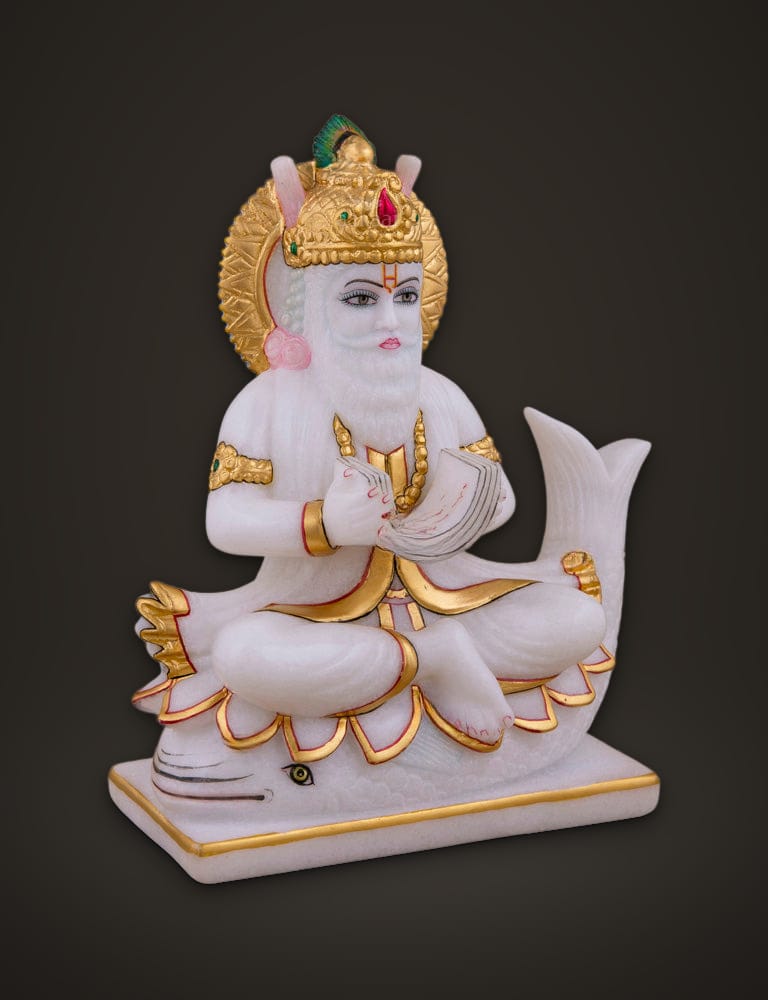 Jhulelal in White Marble 9 inch, additional view