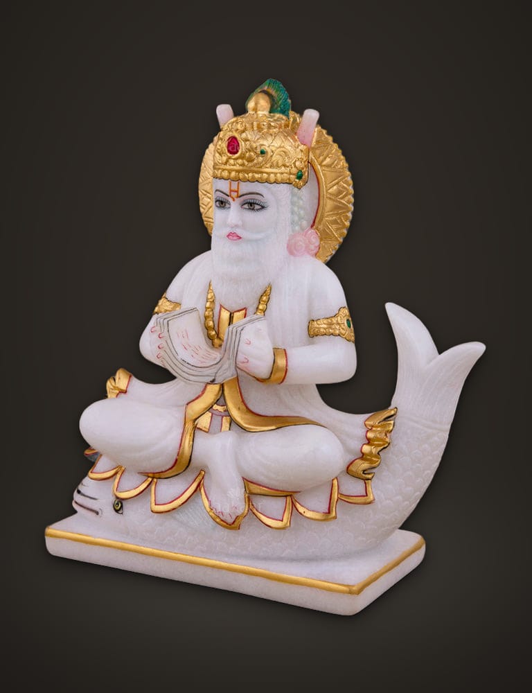 Jhulelal in White Marble 9 inch, additional view
