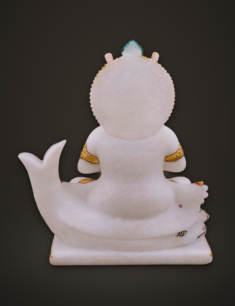 Jhulelal in White Marble 9 inch, additional view