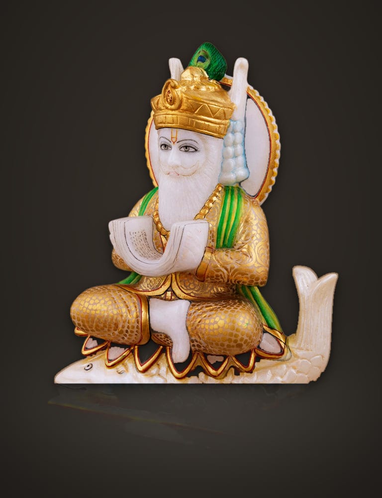 Jhulelal Murti in White Marble 8 inch, additional view