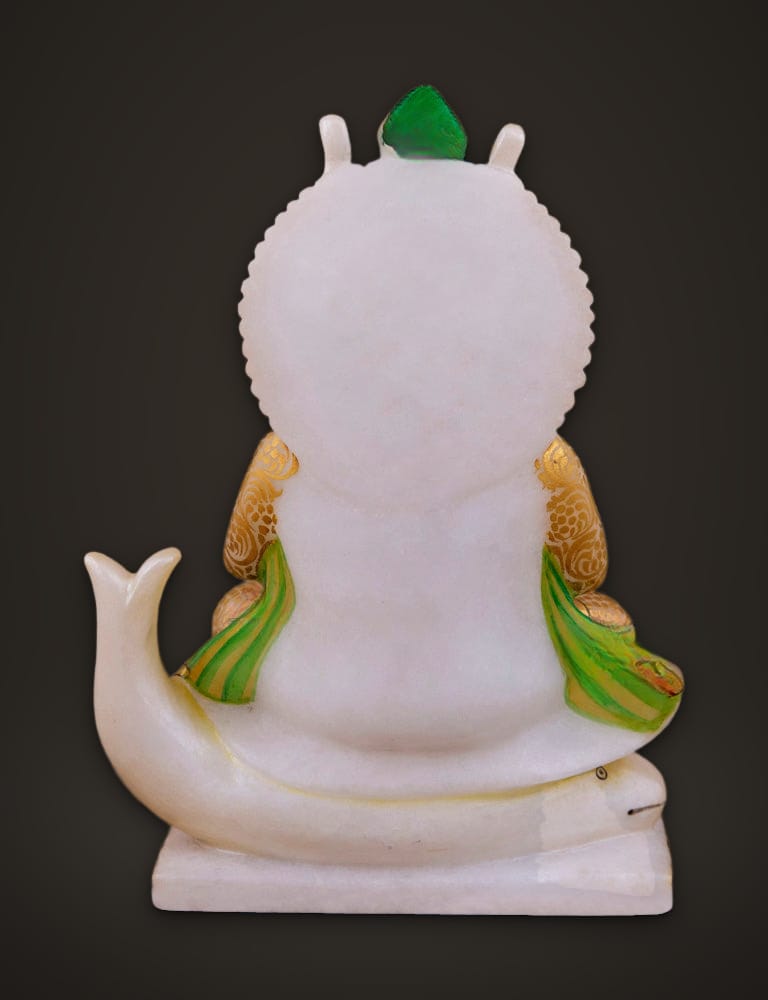 Jhulelal Murti in White Marble 8 inch, additional view