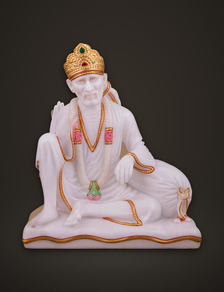 Marble Idol Sai Baba 12 inch, front view