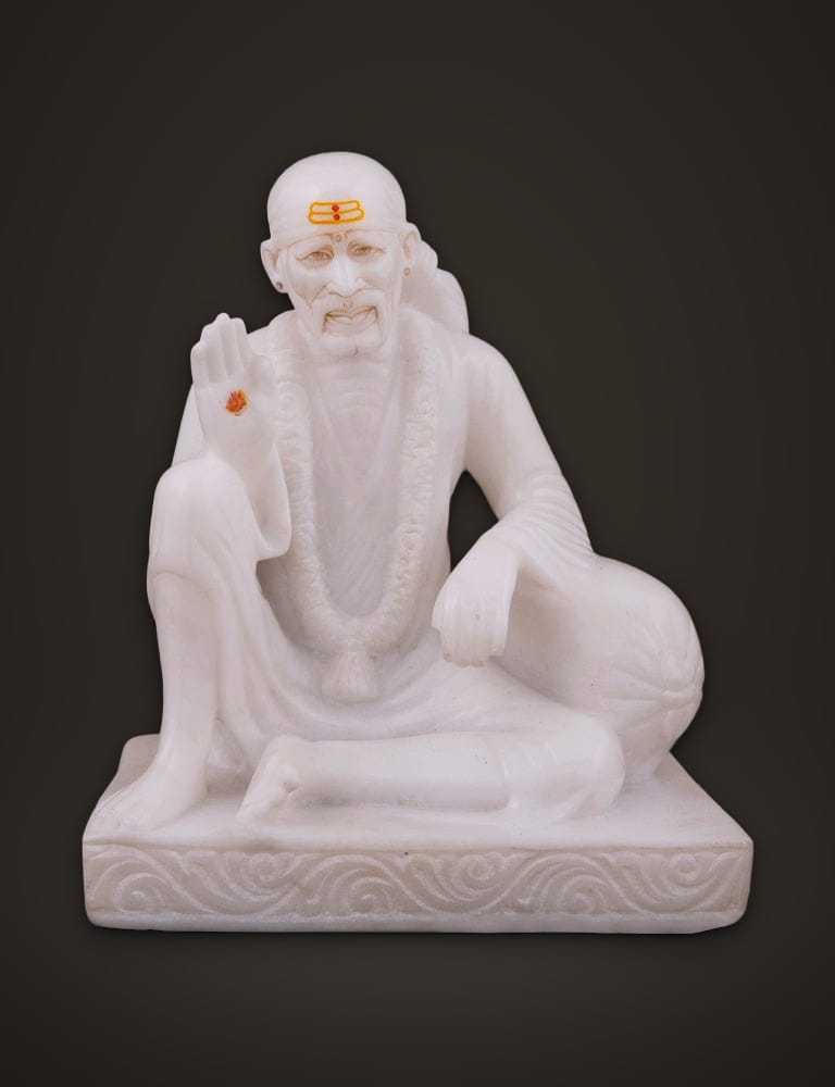 Marble Murti Sai Baba 6 inch, front view