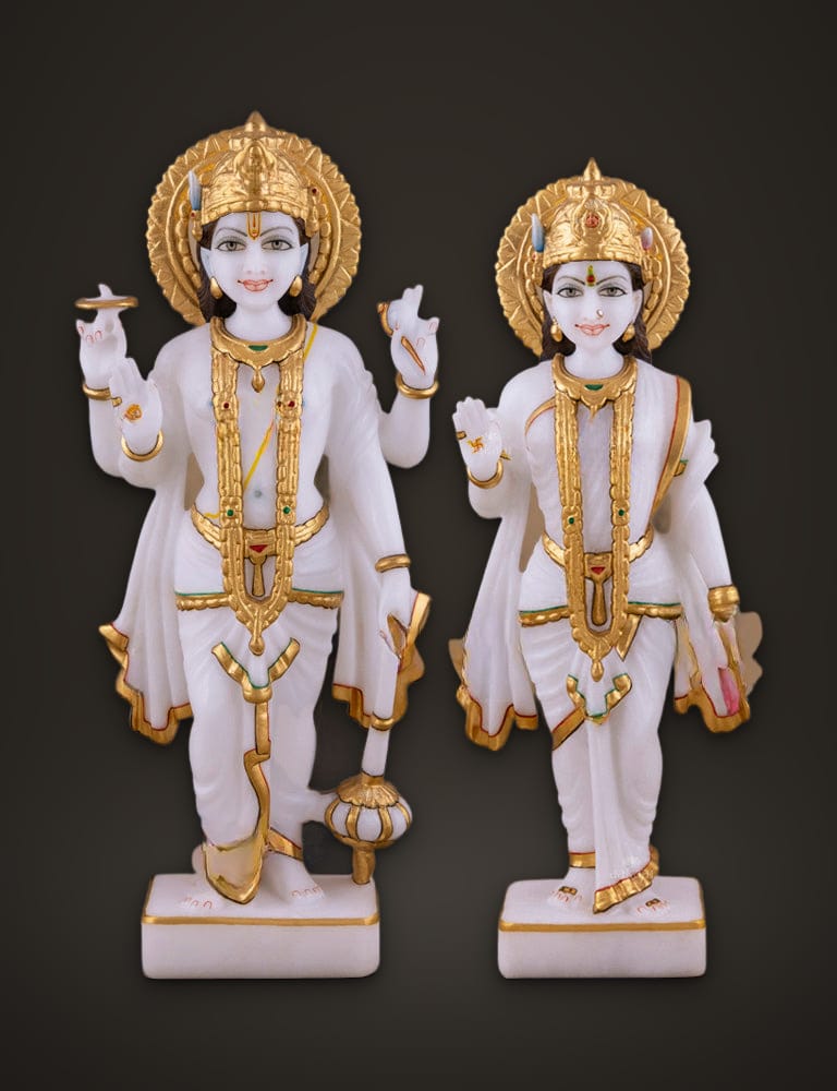 Marble Murti Vishnu Lakshmi 12 inch (A), front view