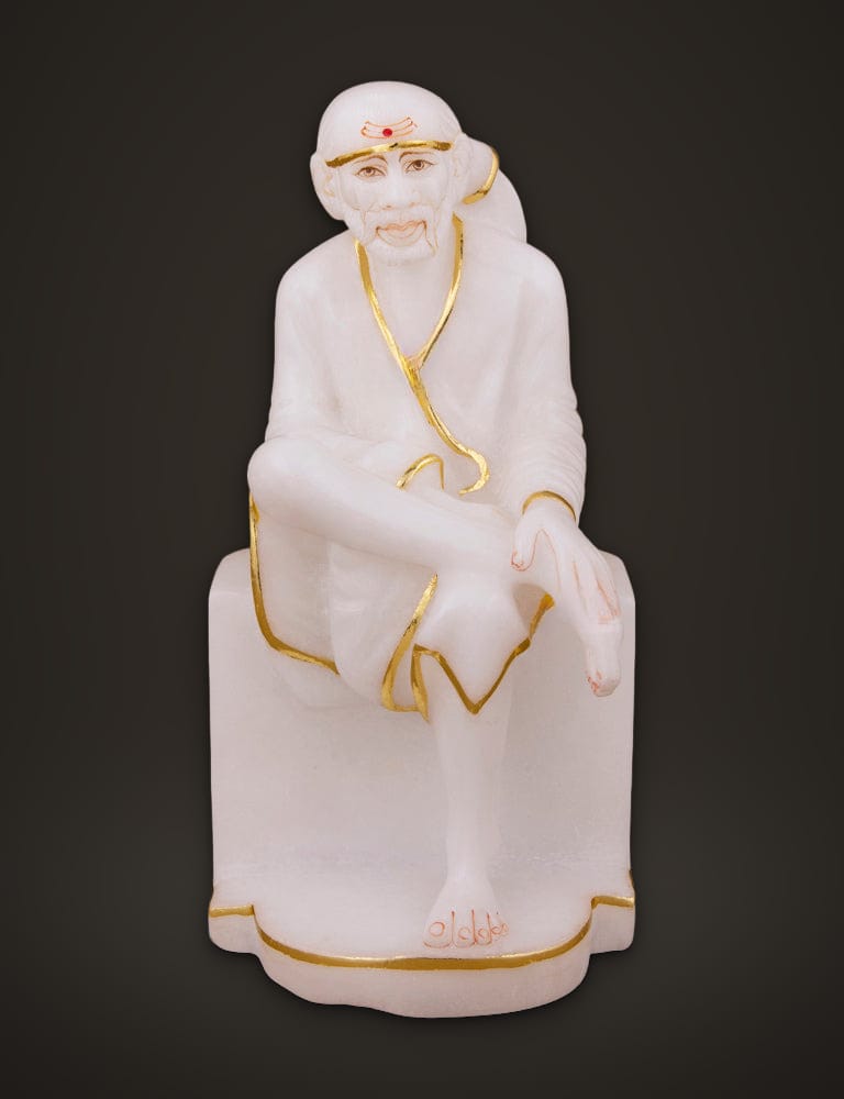 Sai Baba Moorti in Marble 9 inch, front view