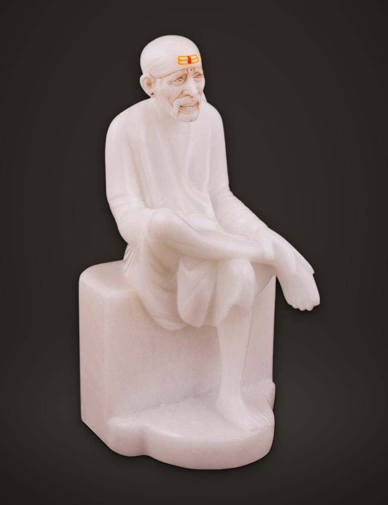 Sai Baba Murti in White Marble 7 inch, additional view