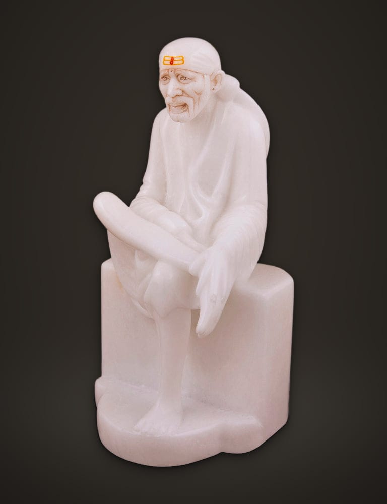 Sai Baba Murti in White Marble 7 inch, additional view
