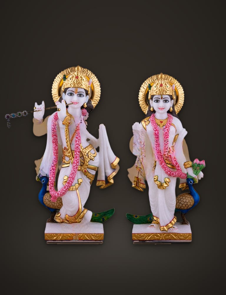 Marble Idol Radha Krishna 12 inch, front view