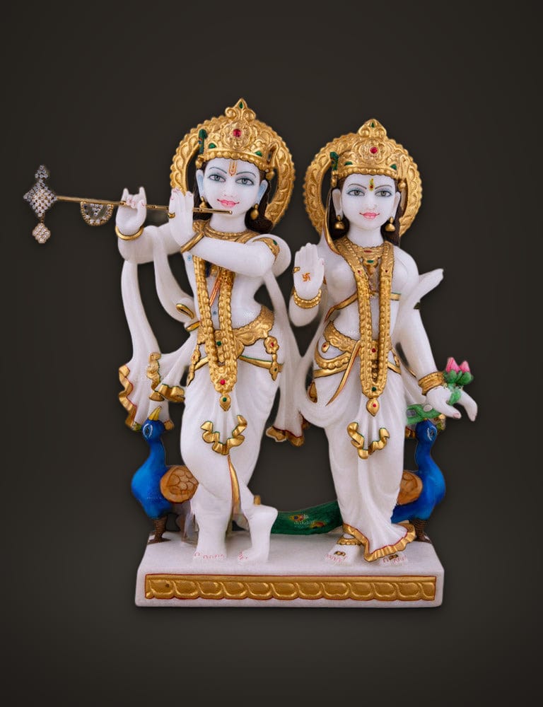 Marble Idol Radha Krishna 15 inch, front view