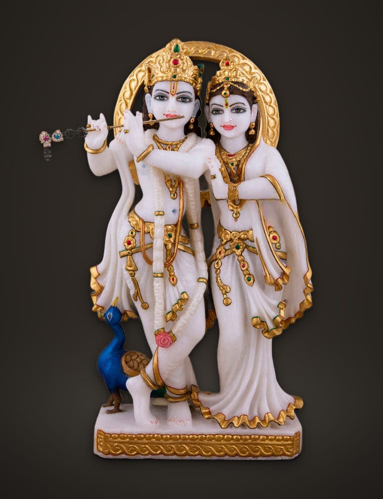 Marble Murti Radha Krishna 14 inch, front view