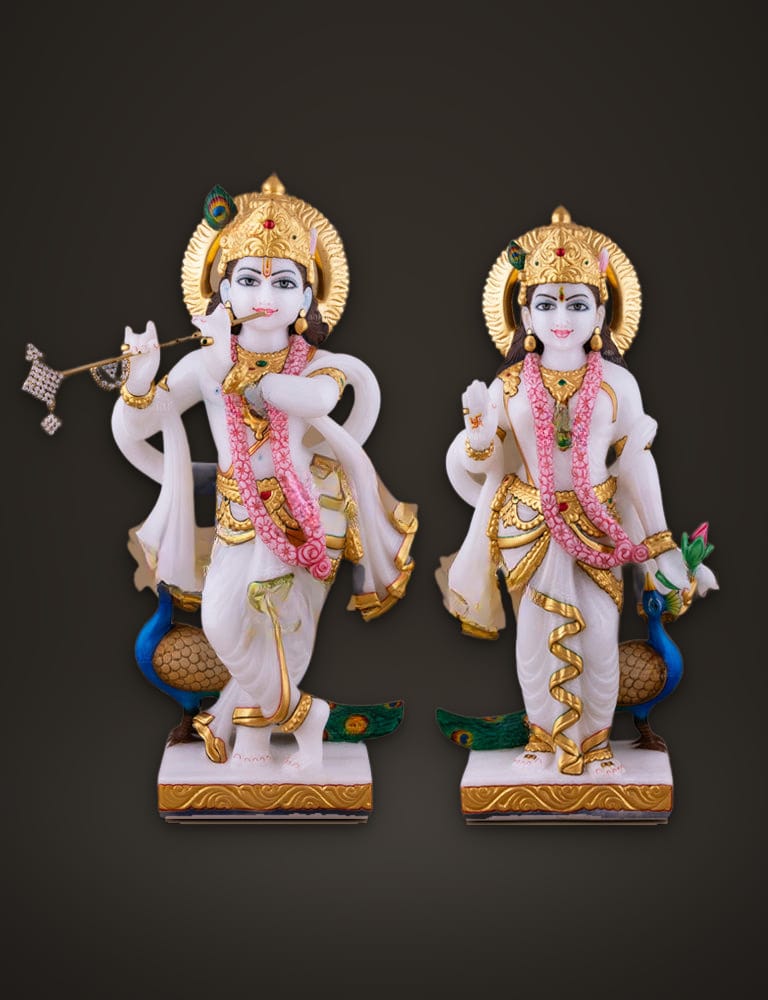 Marble Radha Krishna 15 inch, front view