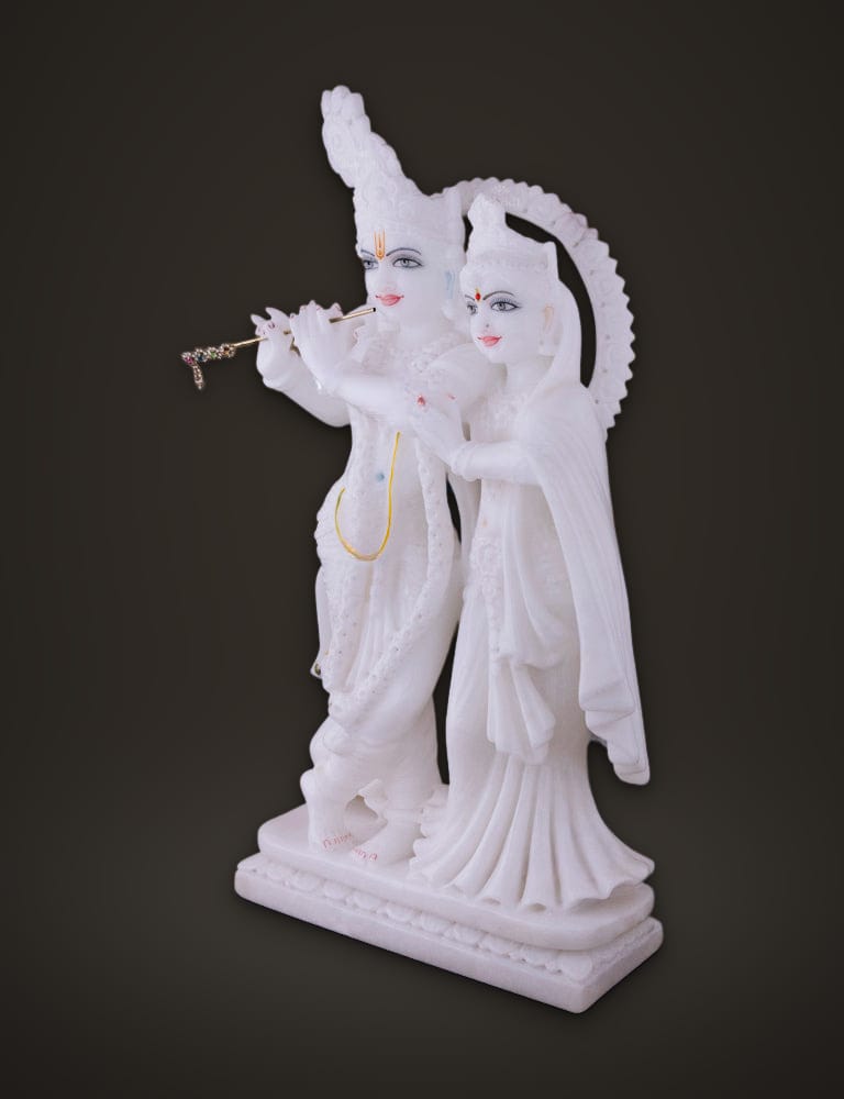 Radha Krishna Idol in Pure White Marble 17 inch, additional view