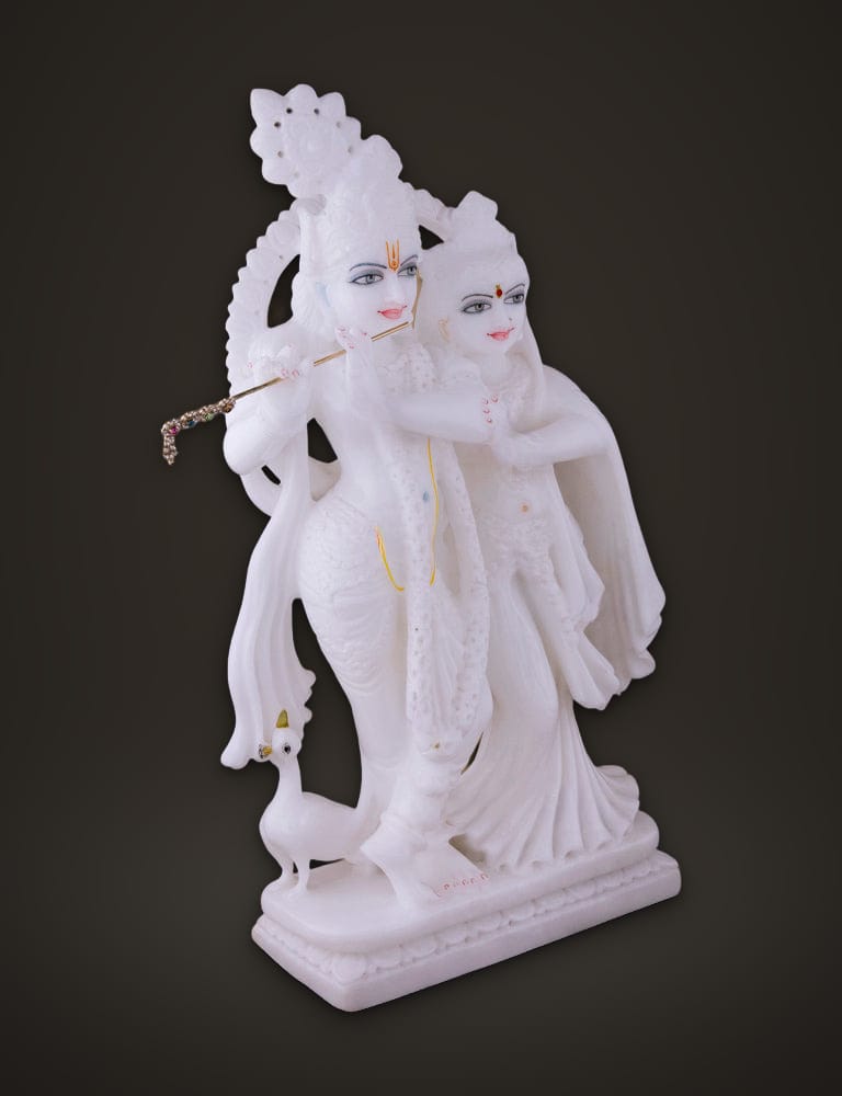 Radha Krishna Idol in Pure White Marble 17 inch, additional view