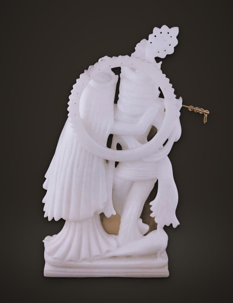 Radha Krishna Idol in Pure White Marble 17 inch, additional view