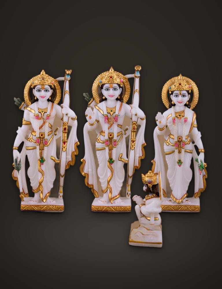 Ram Darbar Set in Pure Marble 12 inch, front view
