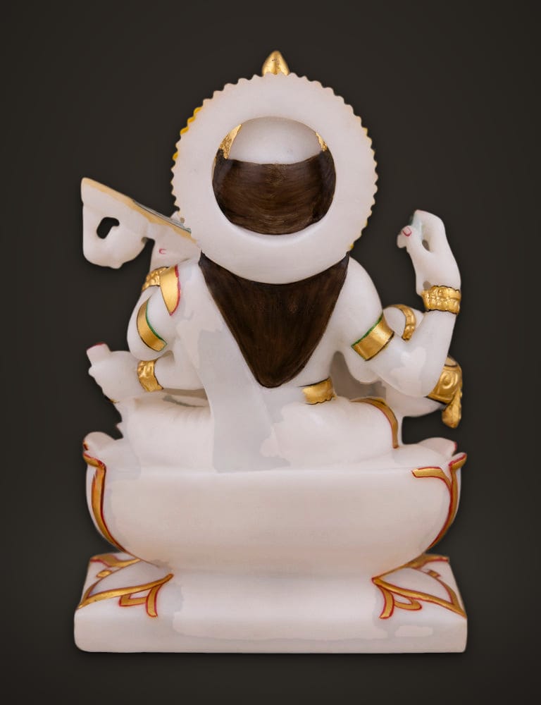 Saraswati Idol in Pure Marble 7 inch, additional view