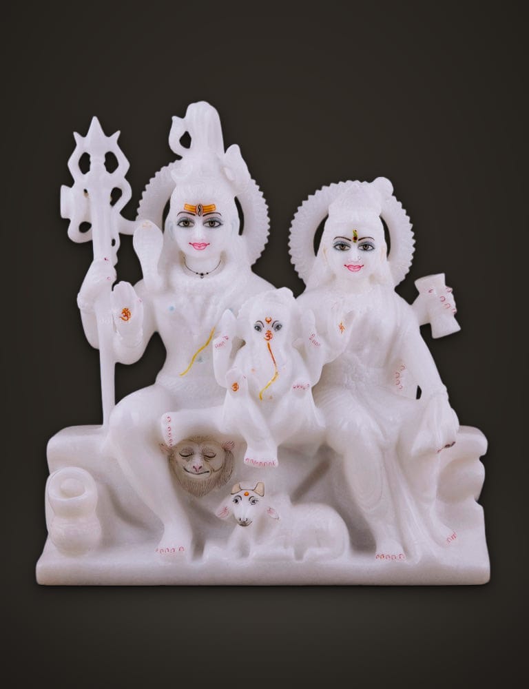 Marble Murti Shiv Parivar 10 inch, front view