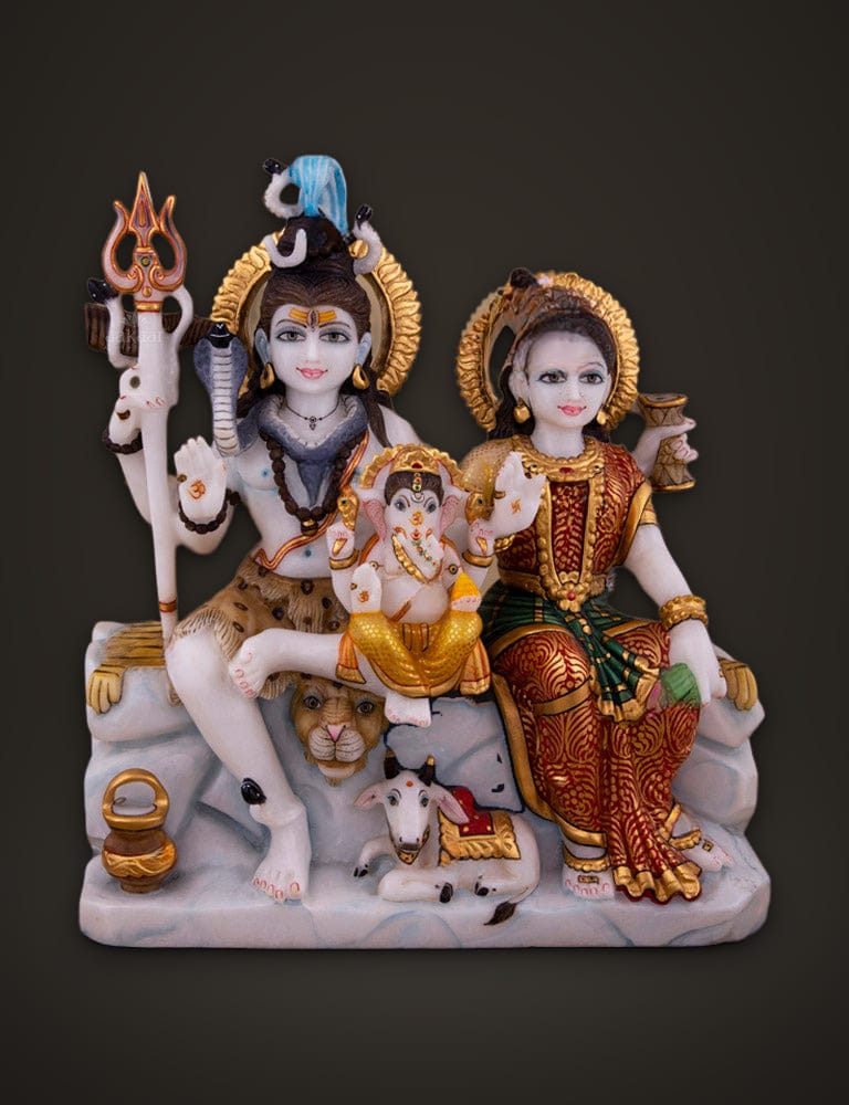 Marble Murti Shiv Parivar 12 inch, front view
