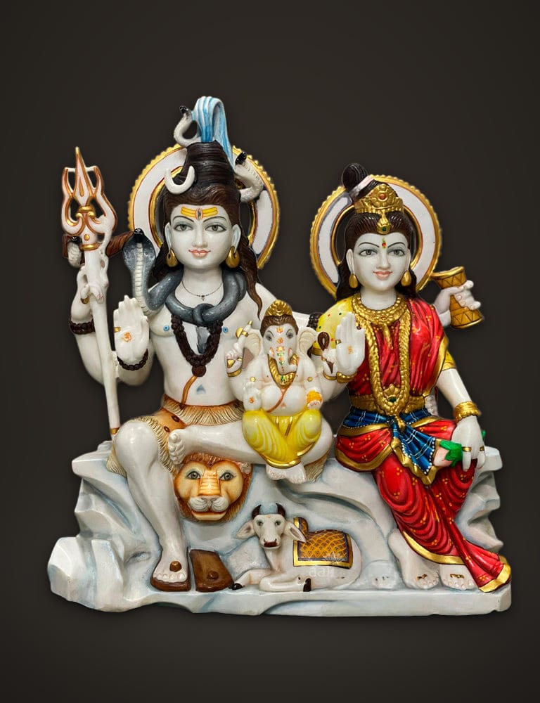 Marble Murti Shiv Parivar 18 inch, front view