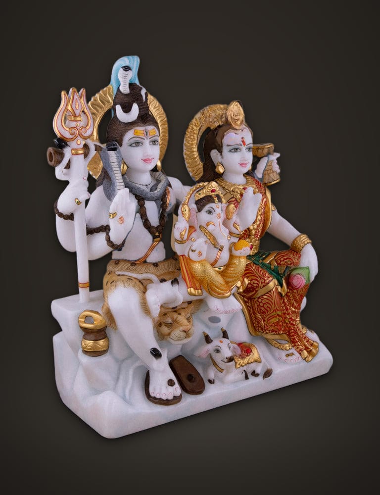 Shiv Parivar Murti in Marble 15 inch, additional view
