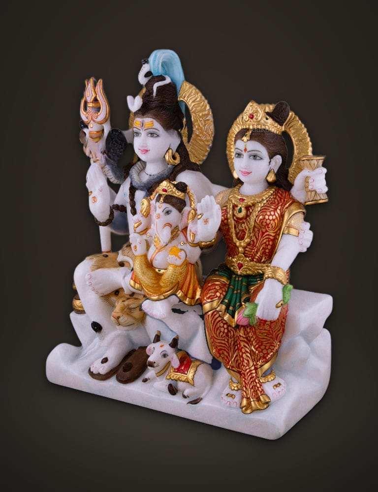 Shiv Parivar Murti in Marble 15 inch, additional view