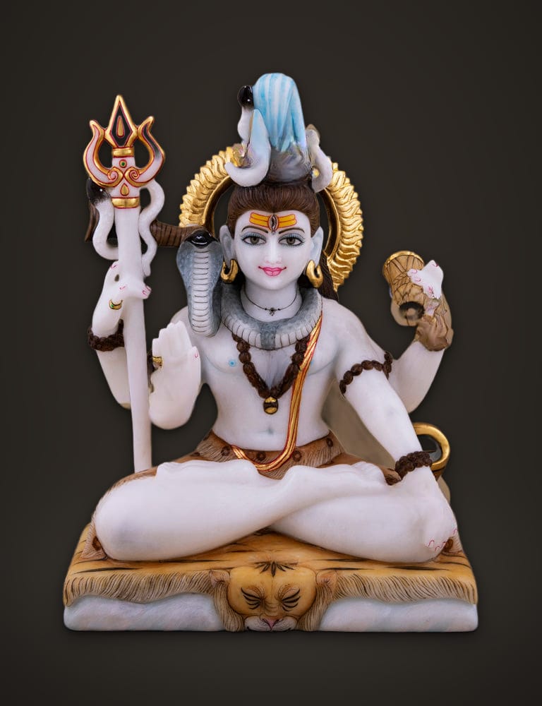 Marble Murti Shivji 12 inch, front view